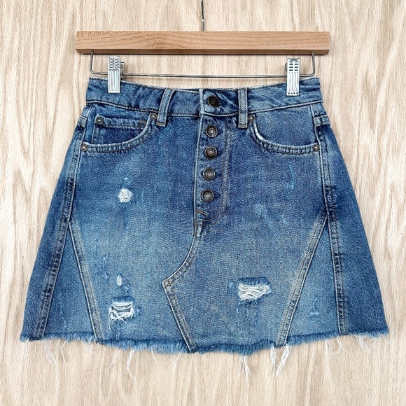 We The Free Dresses & Skirts - We The Free by Free People Harvey Distressed Denim Mini Skirt